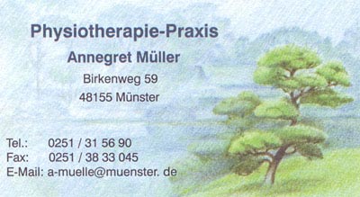 Visitenkarte der Praxis für Physiotherapie