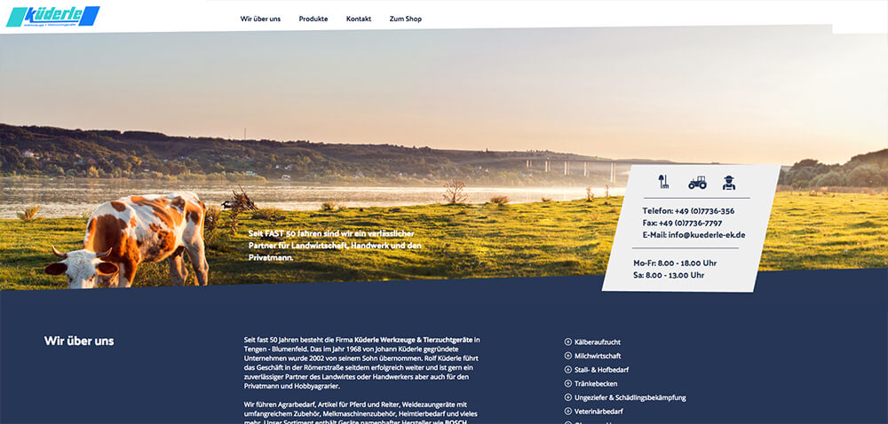 Website Screenshots Küderle Werkzeuge und Tierzuchtgeräte
